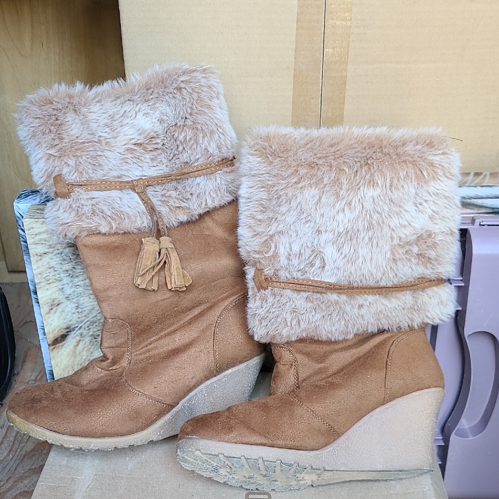 Cozy Faux Fur Wedge Boots